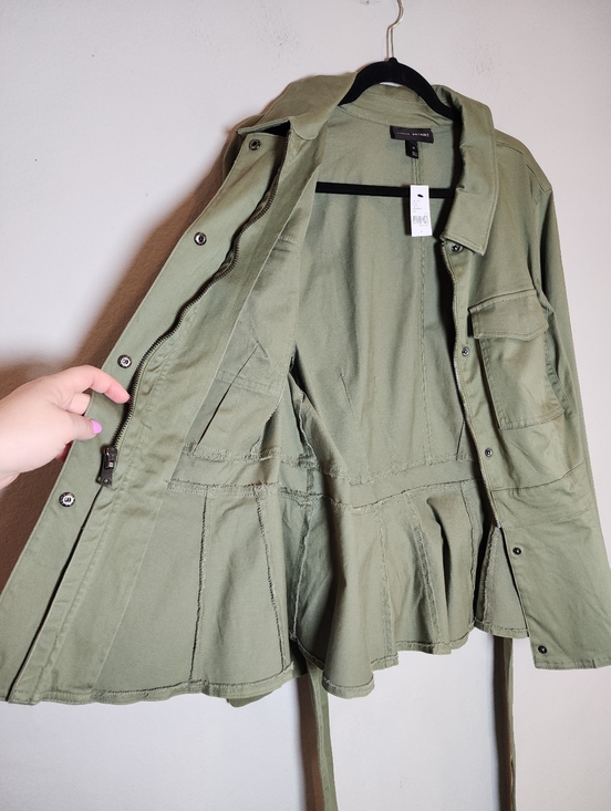 NWT Lane Bryant Green Crop Peplum Utility Jacket Belted Soft Cotton Blend 20 2X - Picture 16 of 16